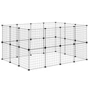 vidaXL 28 paneles fekete acél kisállatketrec ajtóval 35 x 35 cm