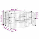 vidaXL 28 paneles fekete acél kisállatketrec ajtóval 35 x 35 cm