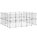 vidaXL 36 paneles fekete acél kisállatketrec ajtóval 35 x 35 cm