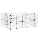 vidaXL 36 paneles fekete acél kisállatketrec ajtóval 35 x 35 cm