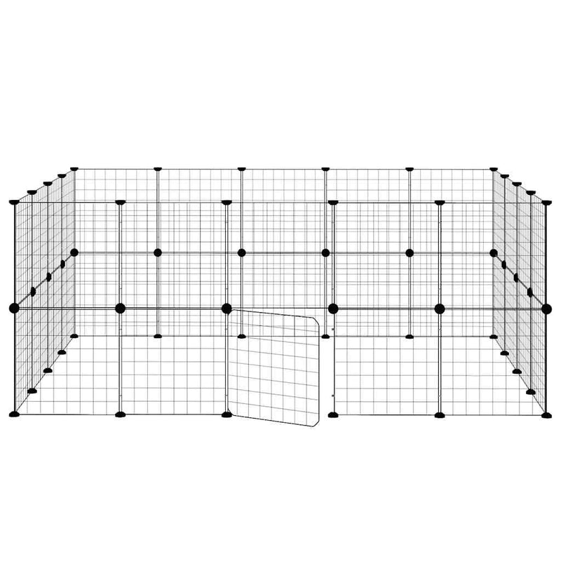 vidaXL 36 paneles fekete acél kisállatketrec ajtóval 35 x 35 cm
