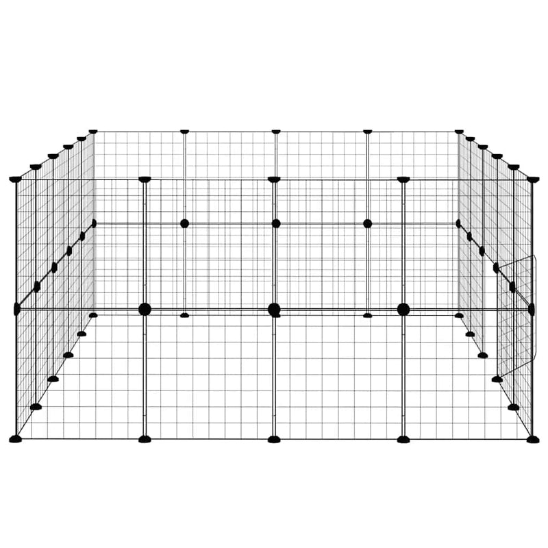 vidaXL 36 paneles fekete acél kisállatketrec ajtóval 35 x 35 cm