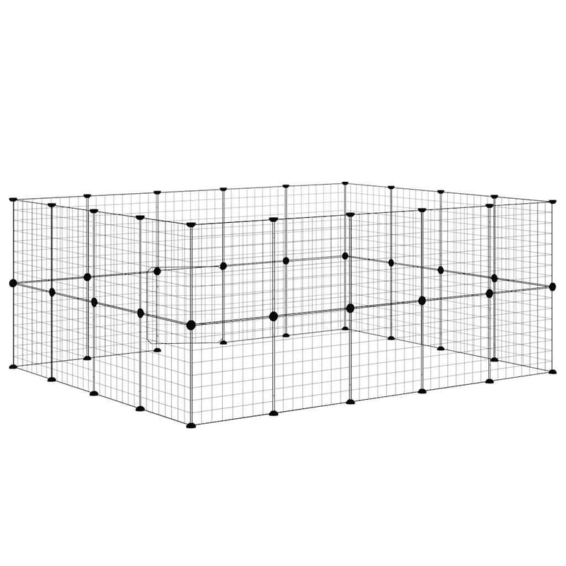 vidaXL 36 paneles fekete acél kisállatketrec ajtóval 35 x 35 cm