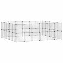 vidaXL 44 paneles fekete acél kisállatketrec ajtóval 35 x 35 cm