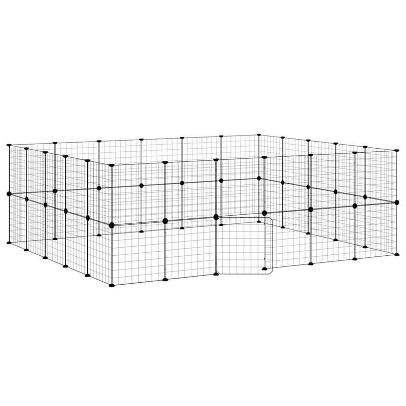 vidaXL 44 paneles fekete acél kisállatketrec ajtóval 35 x 35 cm