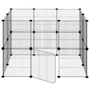 vidaXL 20 paneles fekete acél kisállatketrec ajtóval 35 x 35 cm