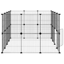 vidaXL 28 paneles fekete acél kisállatketrec ajtóval 35 x 35 cm