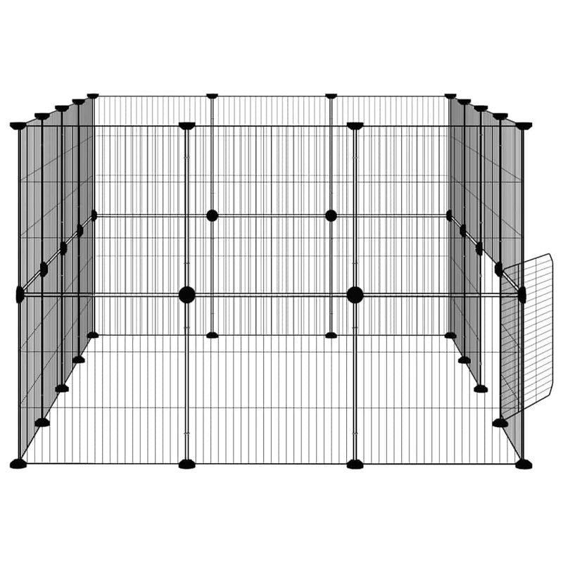 vidaXL 28 paneles fekete acél kisállatketrec ajtóval 35 x 35 cm