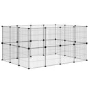 vidaXL 28 paneles fekete acél kisállatketrec ajtóval 35 x 35 cm