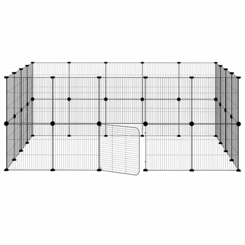 vidaXL 36 paneles fekete acél kisállatketrec ajtóval 35 x 35 cm