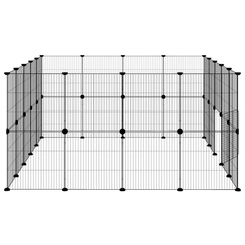 vidaXL 36 paneles fekete acél kisállatketrec ajtóval 35 x 35 cm