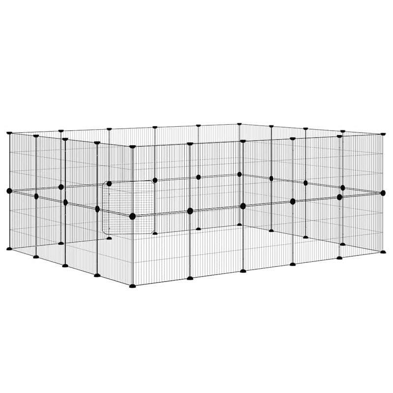 vidaXL 36 paneles fekete acél kisállatketrec ajtóval 35 x 35 cm