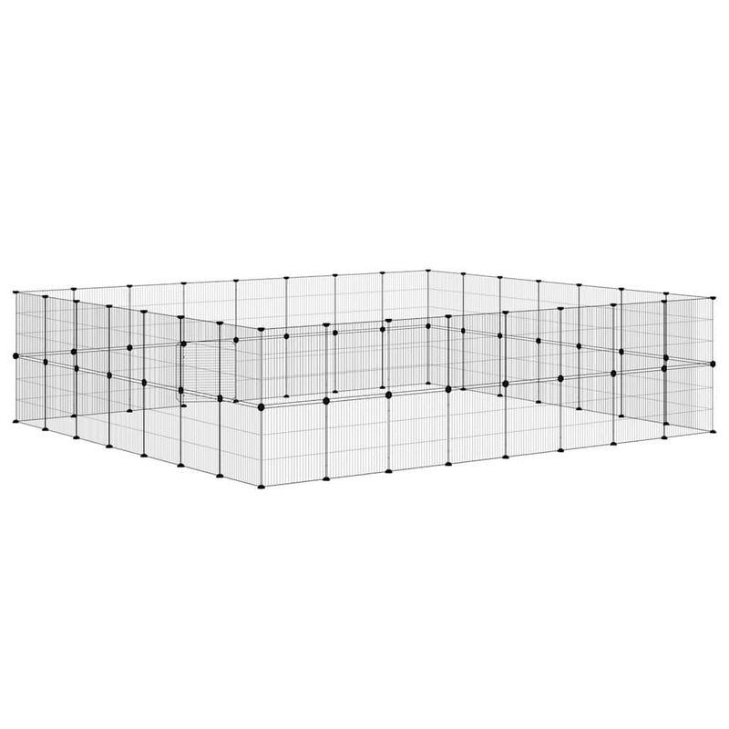 vidaXL 60 paneles fekete acél kisállatketrec ajtóval 35 x 35 cm