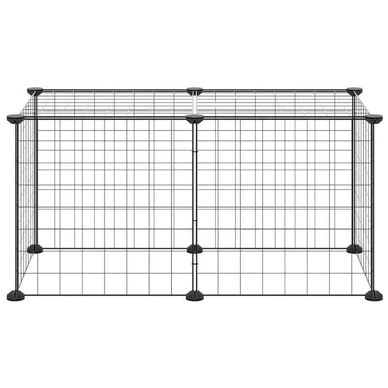 vidaXL 8-paneles fekete acél kisállatketrec 35 x 35 cm