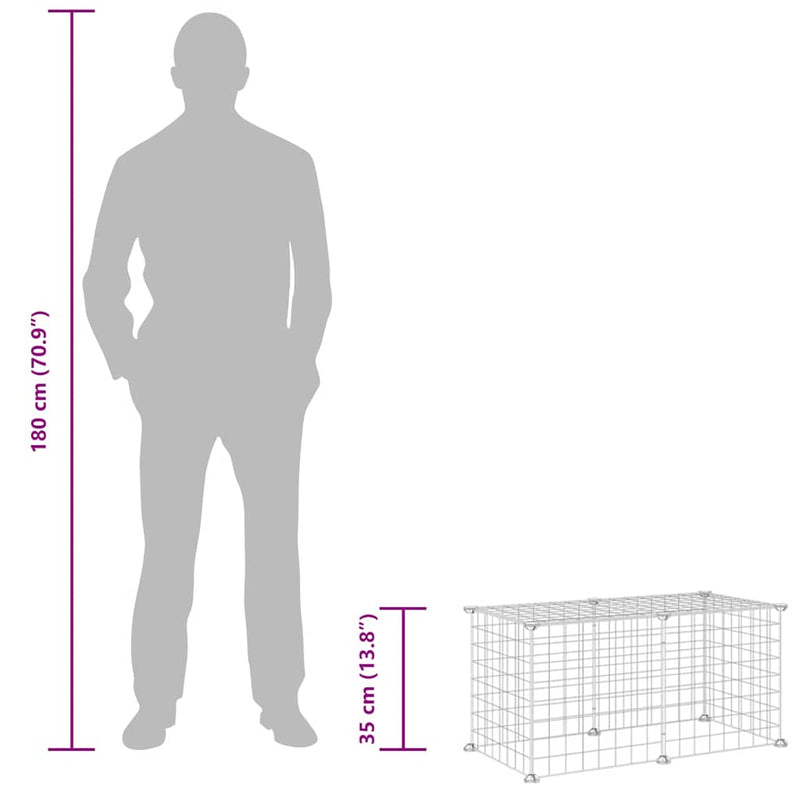 vidaXL 8-paneles fekete acél kisállatketrec 35 x 35 cm