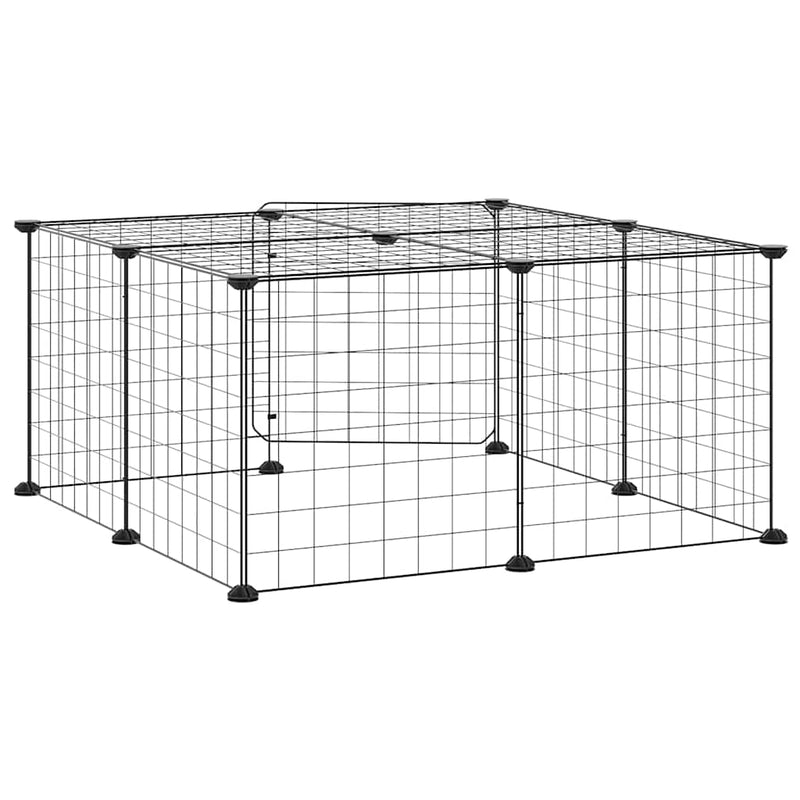vidaXL 12 paneles fekete acél kisállatketrec ajtóval 35 x 35 cm