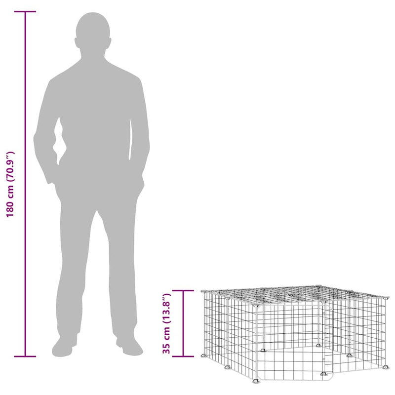 vidaXL 12 paneles fekete acél kisállatketrec ajtóval 35 x 35 cm
