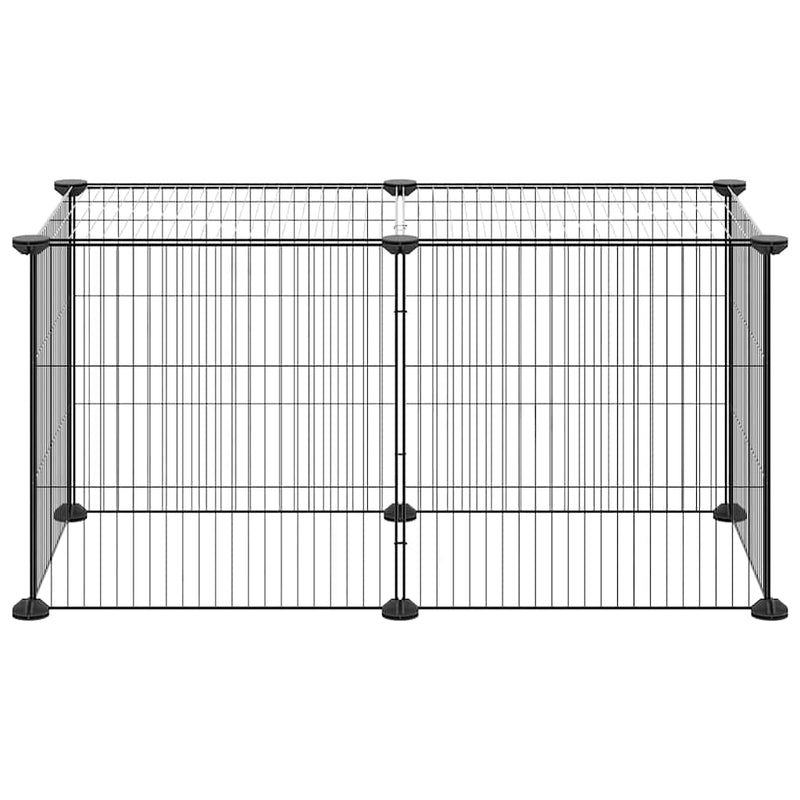 vidaXL 8-paneles fekete acél kisállatketrec 35 x 35 cm