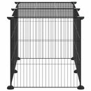 vidaXL 8-paneles fekete acél kisállatketrec 35 x 35 cm