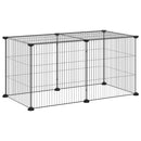 vidaXL 8-paneles fekete acél kisállatketrec 35 x 35 cm