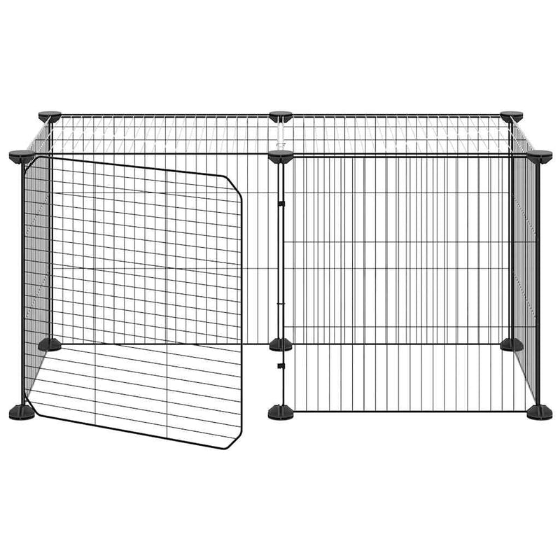 vidaXL 8 paneles fekete acél kisállatketrec ajtóval 35 x 35 cm