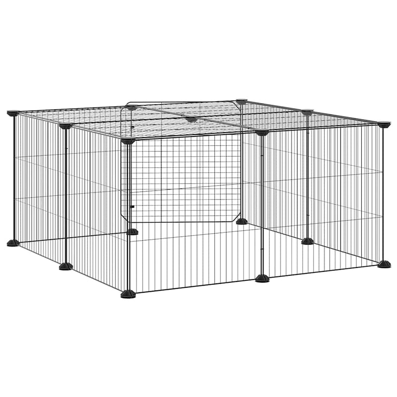 vidaXL 12 paneles fekete acél kisállatketrec ajtóval 35 x 35 cm