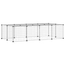 vidaXL 20 paneles fekete acél kisállatketrec ajtóval 35 x 35 cm