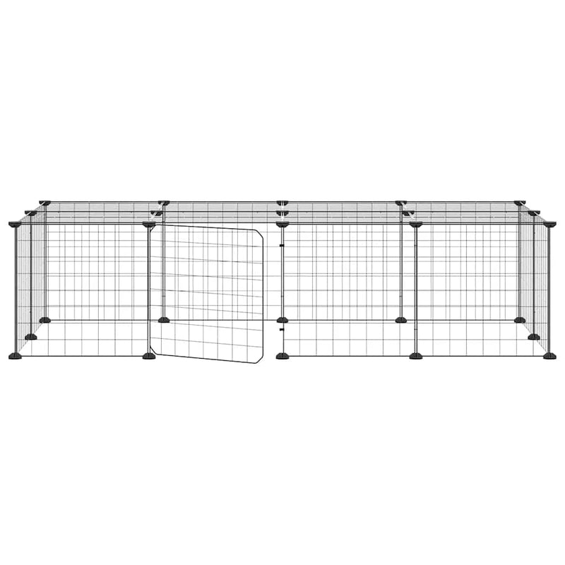 vidaXL 20 paneles fekete acél kisállatketrec ajtóval 35 x 35 cm