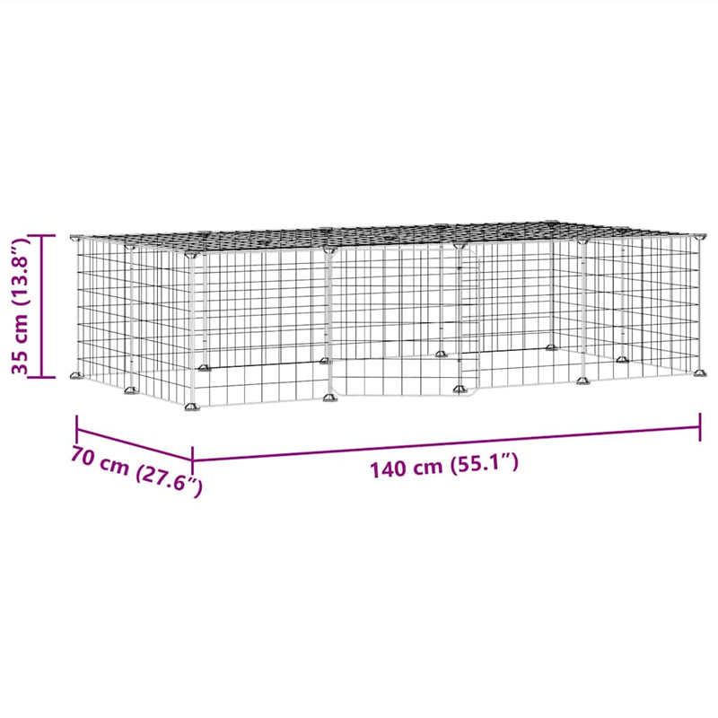 vidaXL 20 paneles fekete acél kisállatketrec ajtóval 35 x 35 cm