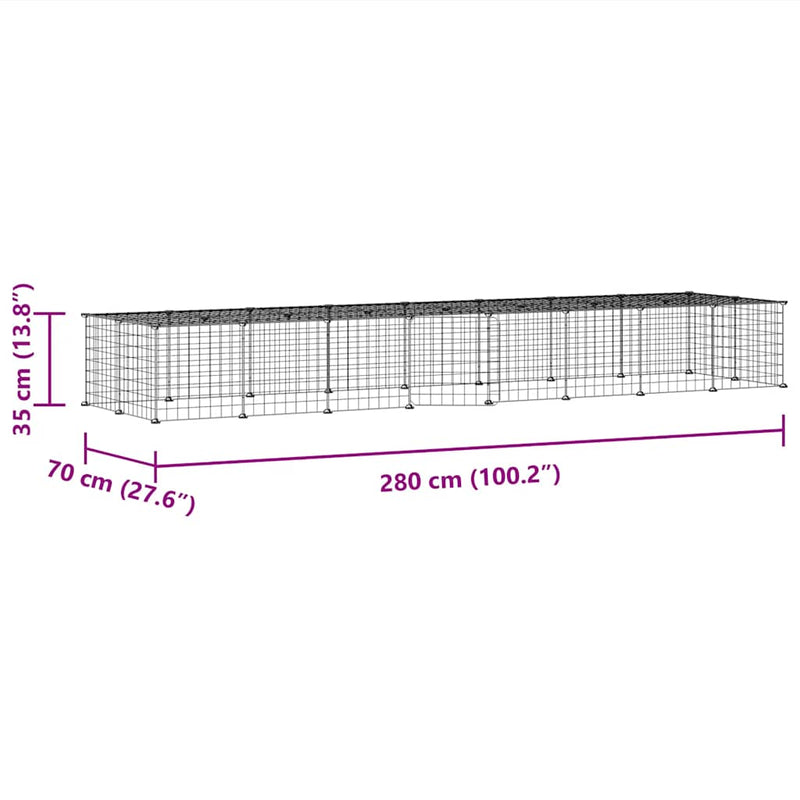vidaXL 36 paneles fekete acél kisállatketrec ajtóval 35 x 35 cm