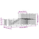 vidaXL 36 paneles fekete acél kisállatketrec ajtóval 35 x 35 cm