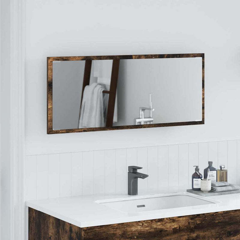 vidaXL Tükör tükör lámpákkal Füstölt tölgy 90 x 8.5 x 37 cm Faanyag