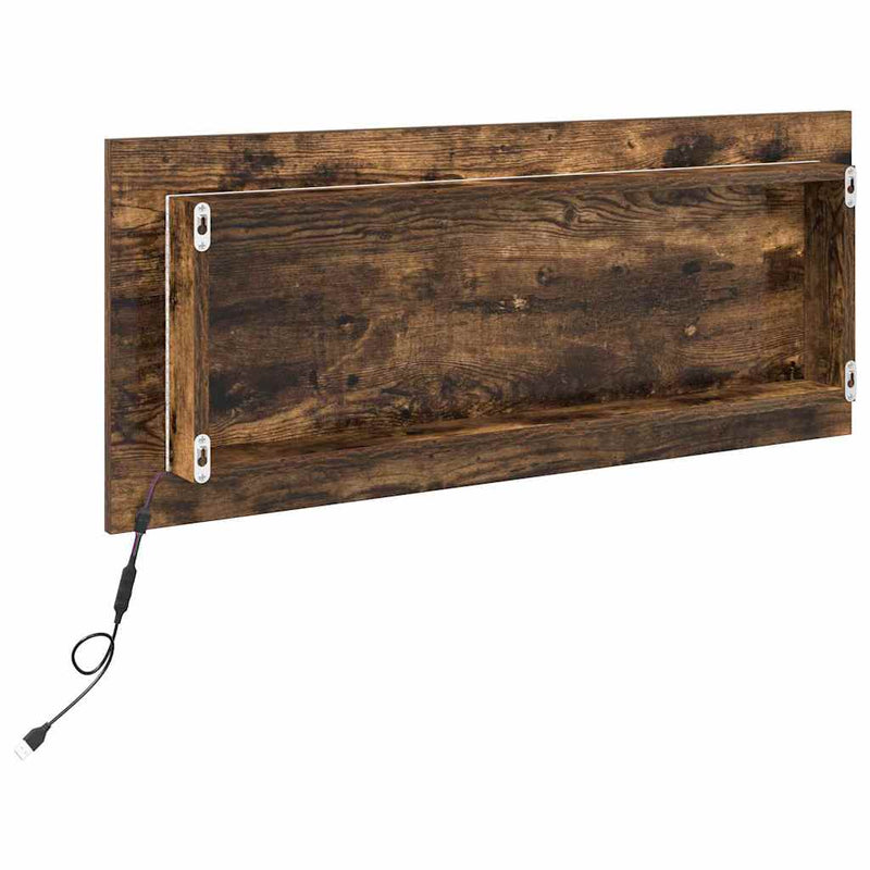 vidaXL Tükör tükör lámpákkal Füstölt tölgy 90 x 8.5 x 37 cm Faanyag