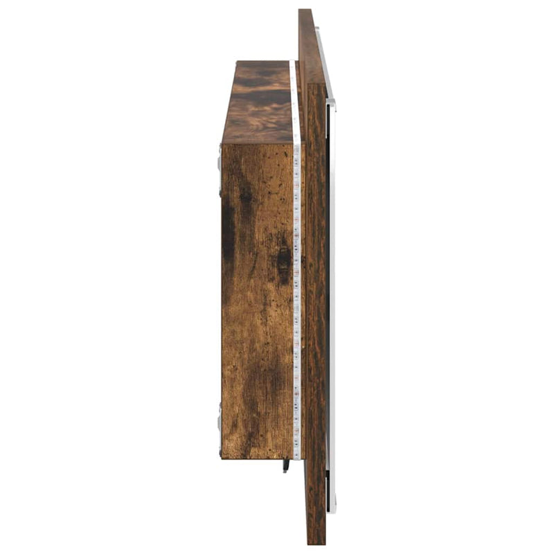 vidaXL Tükör tükör lámpákkal Füstölt tölgy 90 x 8.5 x 37 cm Faanyag