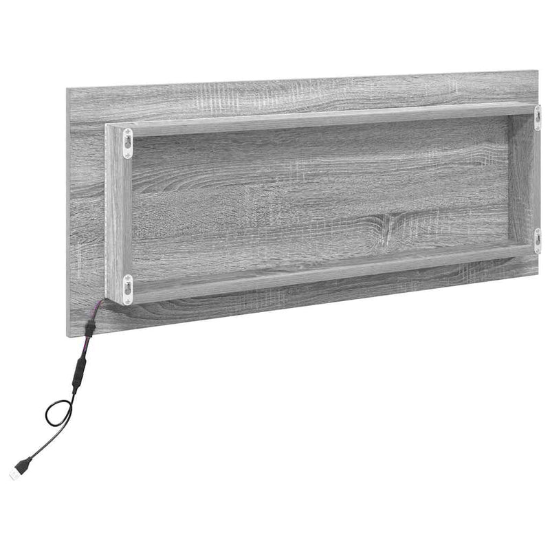vidaXL Tükör tükör lámpákkal Szürke sonoma 90 x 8.5 x 37 cm Faanyag