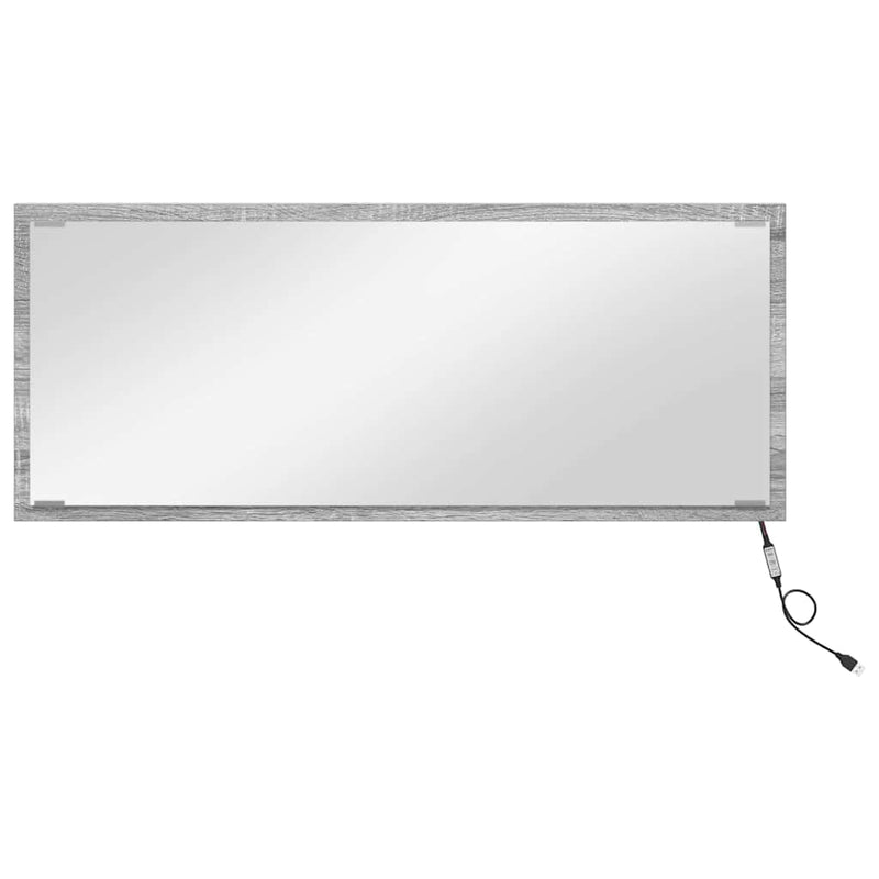 vidaXL Tükör tükör lámpákkal Szürke sonoma 90 x 8.5 x 37 cm Faanyag