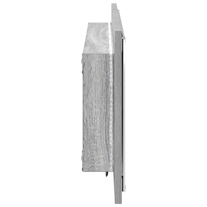 vidaXL Tükör tükör lámpákkal Szürke sonoma 90 x 8.5 x 37 cm Faanyag