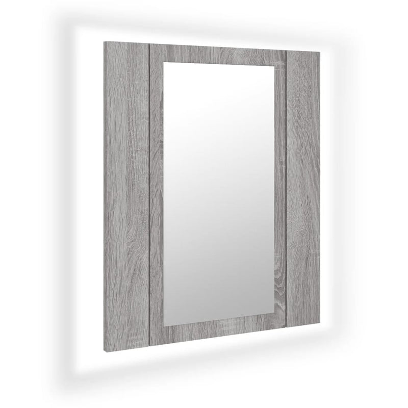 vidaXL szürke sonoma szerelt fa tükrös szekrény LED-del 40x12x45 cm
