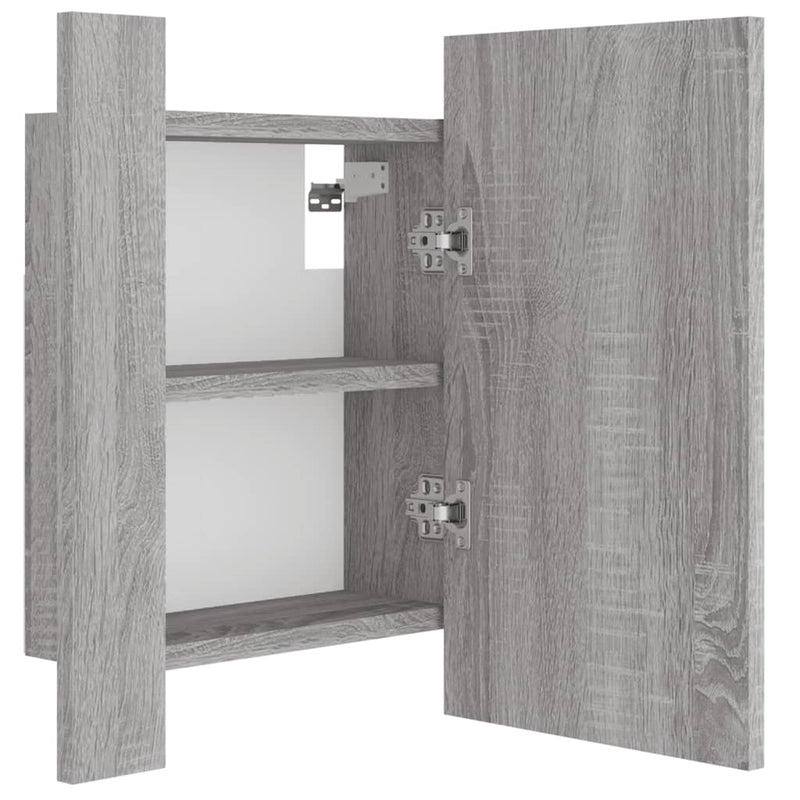 vidaXL szürke sonoma szerelt fa tükrös szekrény LED-del 40x12x45 cm