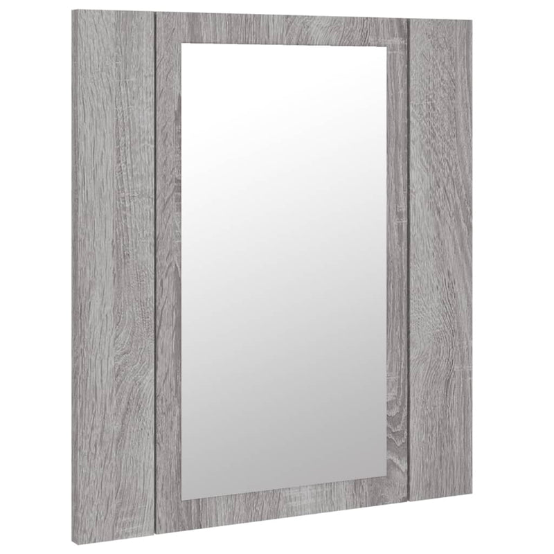 vidaXL szürke sonoma szerelt fa tükrös szekrény LED-del 40x12x45 cm