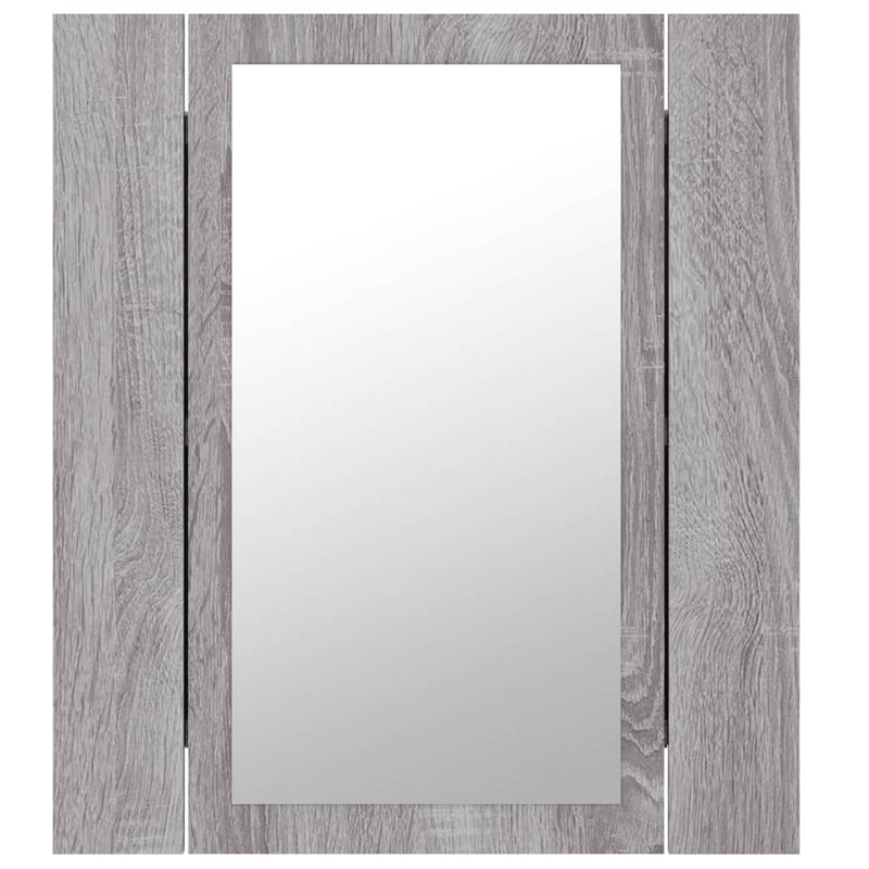 vidaXL szürke sonoma szerelt fa tükrös szekrény LED-del 40x12x45 cm