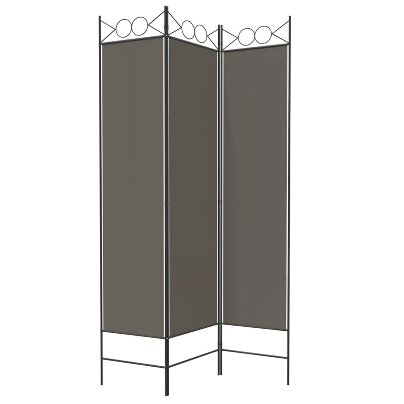 vidaXL 3 paneles antracitszürke szövet térelválasztó 120x200 cm
