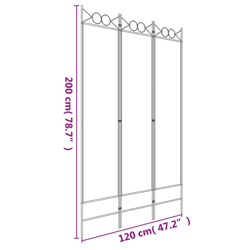 vidaXL 3 paneles antracitszürke szövet térelválasztó 120x200 cm