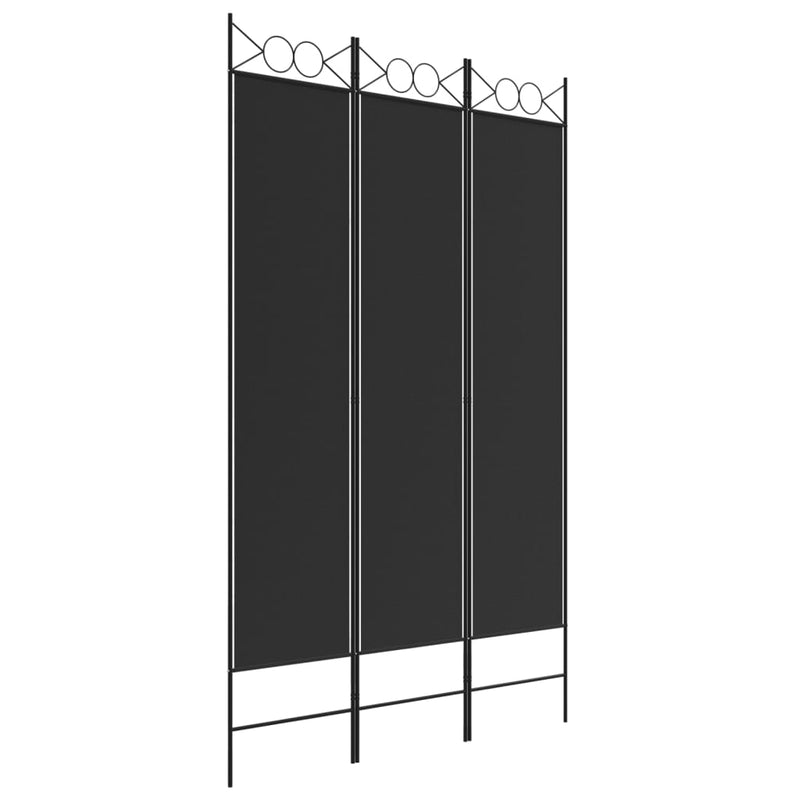 vidaXL 3-paneles fekete szövet térelválasztó 120 x 200 cm
