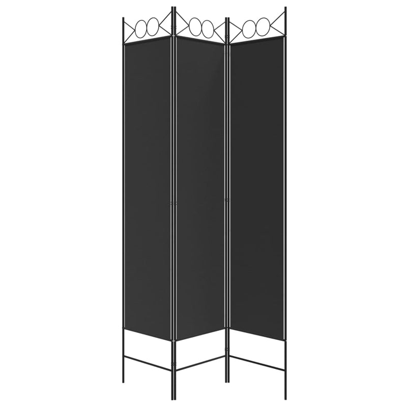 vidaXL 3-paneles fekete szövet térelválasztó 120 x 200 cm