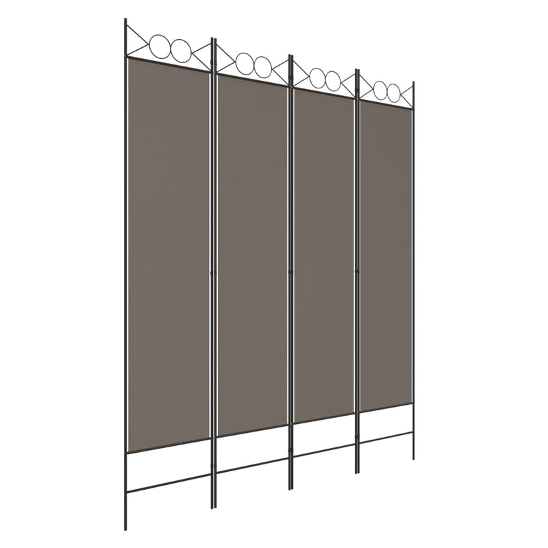 vidaXL 4 paneles antracitszürke szövet térelválasztó 160 x 200 cm