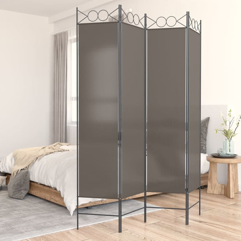 vidaXL 4 paneles antracitszürke szövet térelválasztó 160 x 200 cm