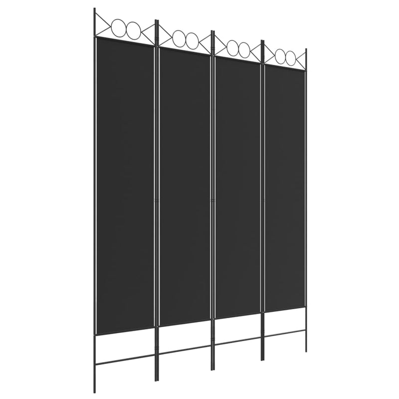 vidaXL 4 paneles fekete szövet térelválasztó 160x200 cm