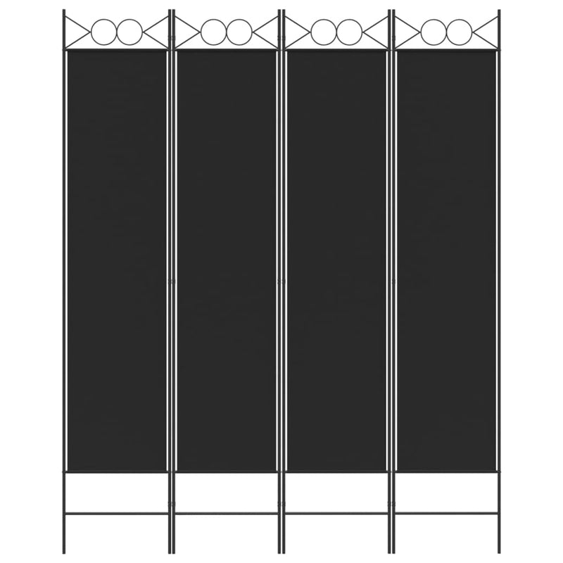 vidaXL 4 paneles fekete szövet térelválasztó 160x200 cm