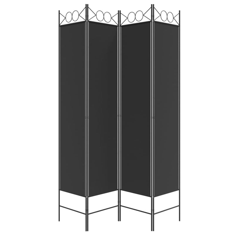 vidaXL 4 paneles fekete szövet térelválasztó 160x200 cm